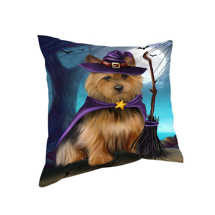 Happy Halloween Trick or Treat Australian Terrier Dog Witch Pillow PIL66392