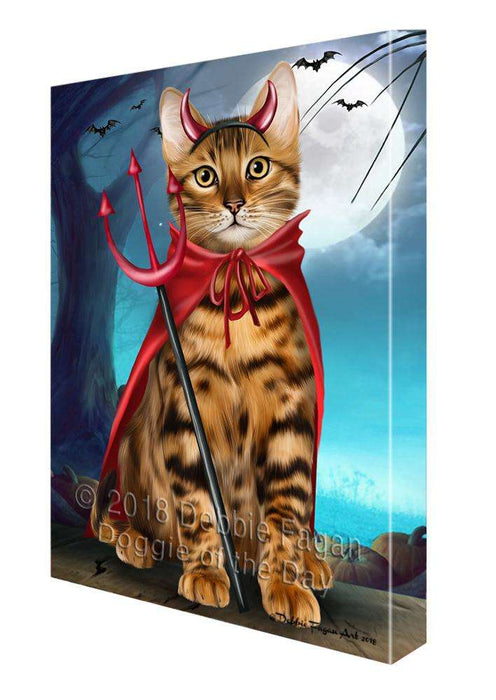 Happy Halloween Trick or Treat Bengal Cat Canvas Print Wall Art Décor CVS109466