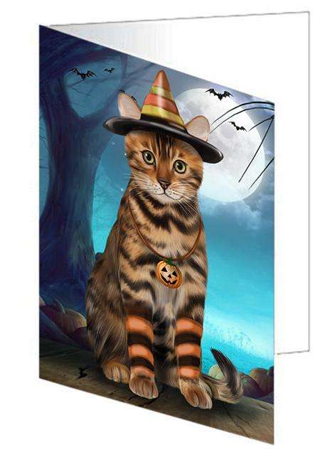 Happy Halloween Trick or Treat Bengal Cat Handmade Artwork Assorted Pets Greeting Cards and Note Cards with Envelopes for All Occasions and Holiday Seasons GCD67904