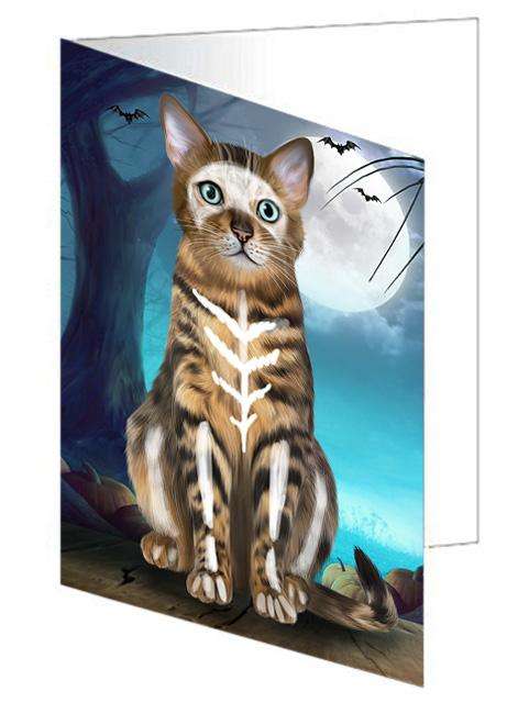 Happy Halloween Trick or Treat Bengal Cat Handmade Artwork Assorted Pets Greeting Cards and Note Cards with Envelopes for All Occasions and Holiday Seasons GCD67907
