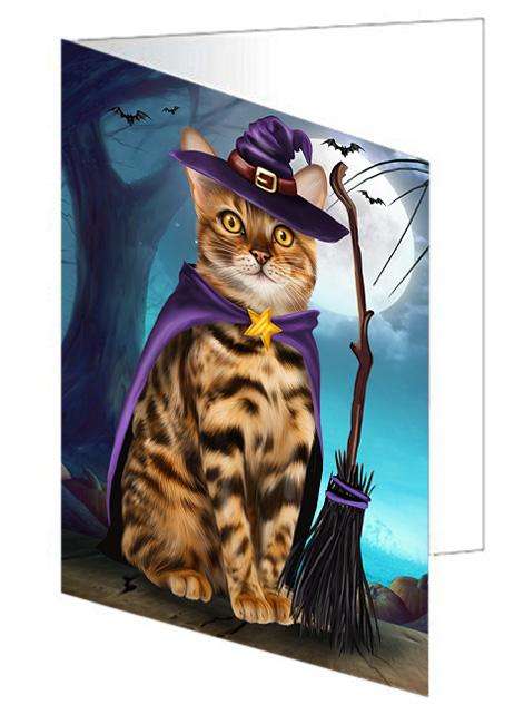 Happy Halloween Trick or Treat Bengal Cat Handmade Artwork Assorted Pets Greeting Cards and Note Cards with Envelopes for All Occasions and Holiday Seasons GCD67910