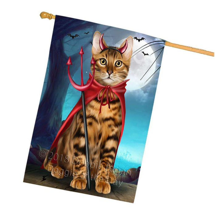 Happy Halloween Trick or Treat Bengal Cat House Flag FLG54822