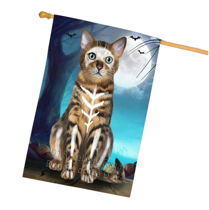 Happy Halloween Trick or Treat Bengal Cat House Flag FLG54824