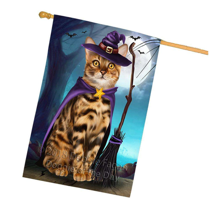 Happy Halloween Trick or Treat Bengal Cat House Flag FLG54825