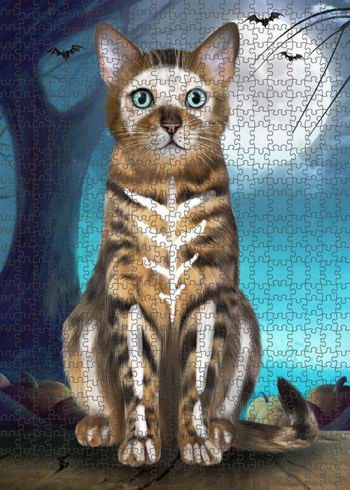 Happy Halloween Trick or Treat Bengal Cat Puzzle with Photo Tin PUZL85660