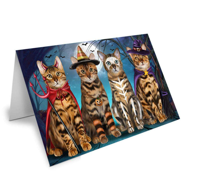Happy Halloween Trick or Treat Bengal Cats Handmade Artwork Assorted Pets Greeting Cards and Note Cards with Envelopes for All Occasions and Holiday Seasons GCD67847