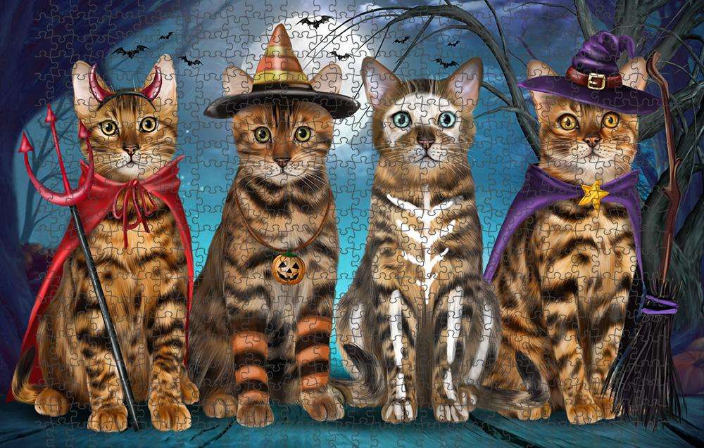 Happy Halloween Trick or Treat Bengal Cats Puzzle with Photo Tin PUZL85580