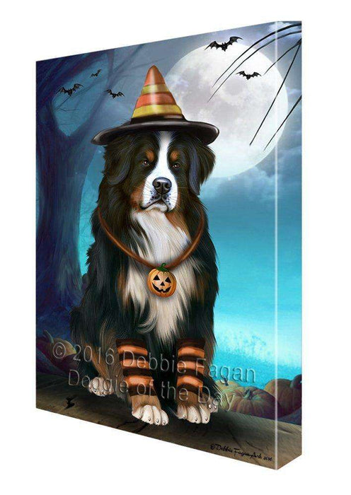 Happy Halloween Trick or Treat Bernese Mountain Dog Candy Corn Canvas Wall Art