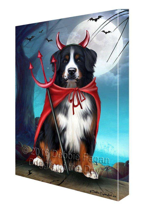 Happy Halloween Trick or Treat Bernese Mountain Dog Devil Canvas Wall Art