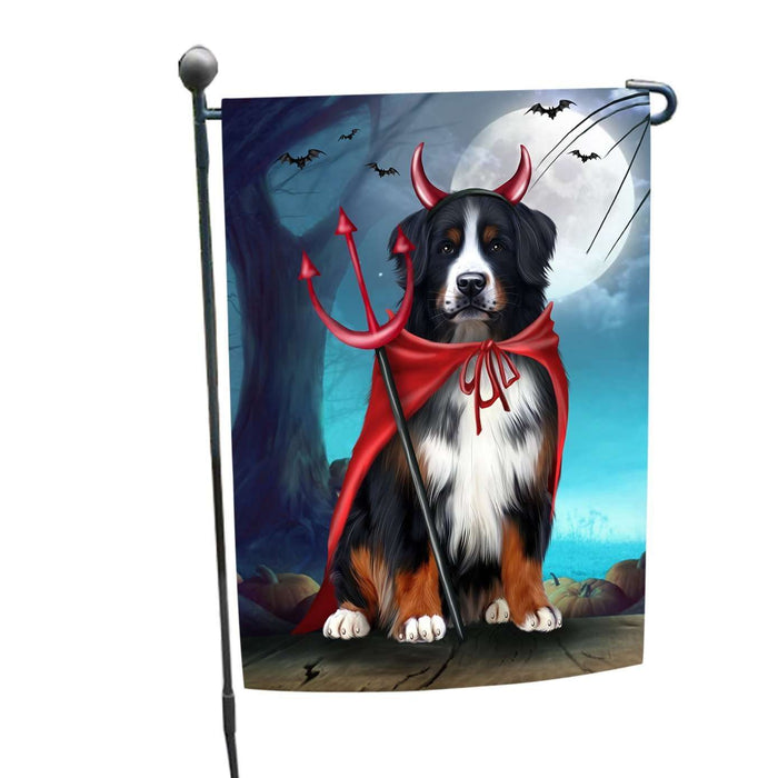 Happy Halloween Trick or Treat Bernese Mountain Dog Devil Garden Flag