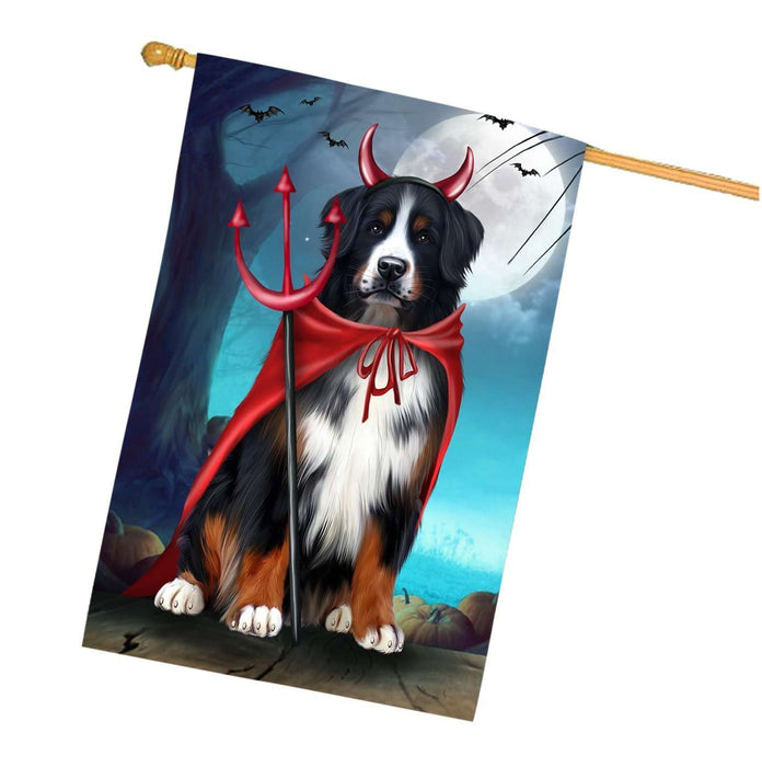 Happy Halloween Trick or Treat Bernese Mountain Dog Devil House Flag