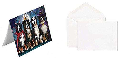 Happy Halloween Trick or Treat Bernese Mountain Dog Handmade Artwork Assorted Pets Greeting Cards and Note Cards with Envelopes for All Occasions and Holiday Seasons D201