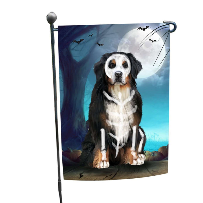 Happy Halloween Trick or Treat Bernese Mountain Dog Skeleton Garden Flag