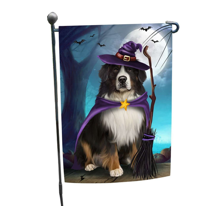 Happy Halloween Trick or Treat Bernese Mountain Dog Witch Garden Flag