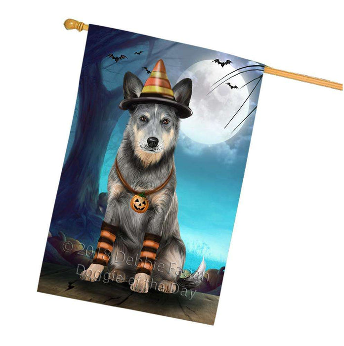 Happy Halloween Trick or Treat Blue Heeler Dog Candy Corn House Flag FLG52584