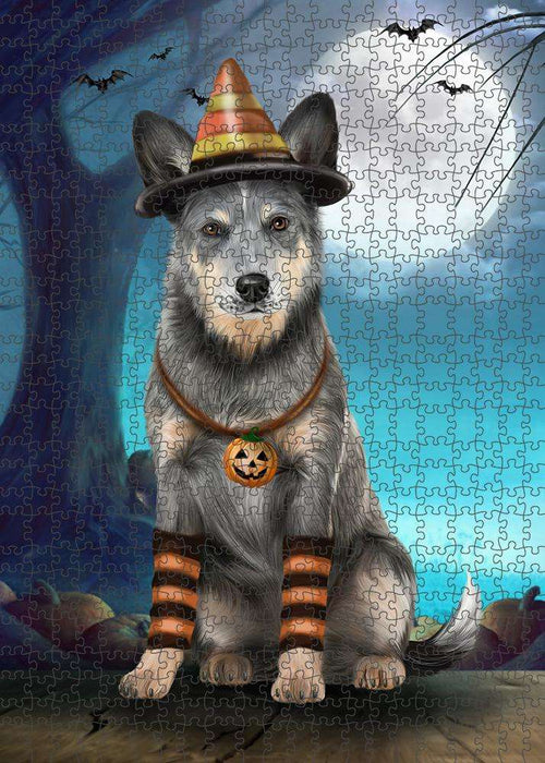 Happy Halloween Trick or Treat Blue Heeler Dog Candy Corn Puzzle with Photo Tin PUZL61440