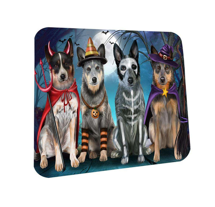 Happy Halloween Trick or Treat Blue Heeler Dog Coasters Set of 4 CST52538