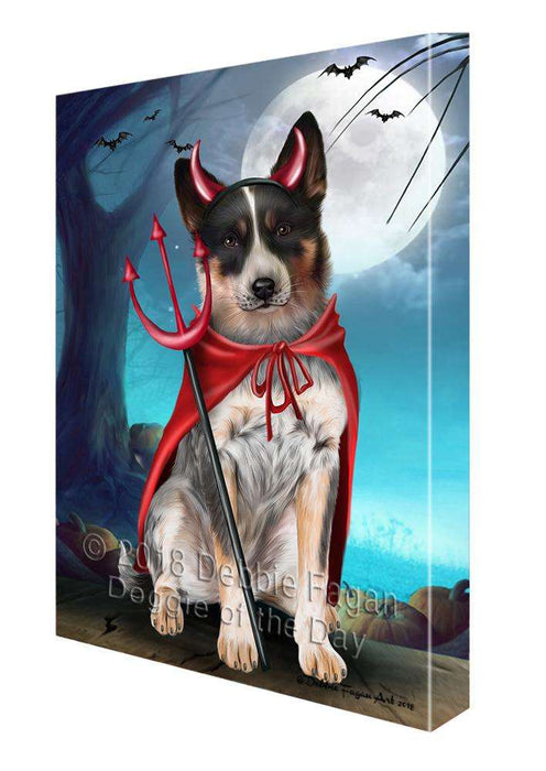 Happy Halloween Trick or Treat Blue Heeler Dog Devil Canvas Print Wall Art Décor CVS89495