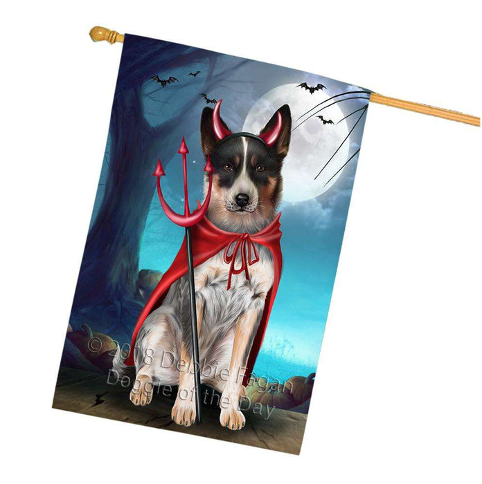 Happy Halloween Trick or Treat Blue Heeler Dog Devil House Flag FLG52603