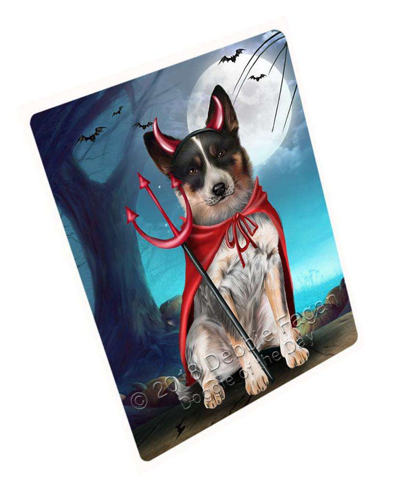 Happy Halloween Trick Or Treat Blue Heeler Dog Devil Magnet Mini (3.5" x 2") MAG61659