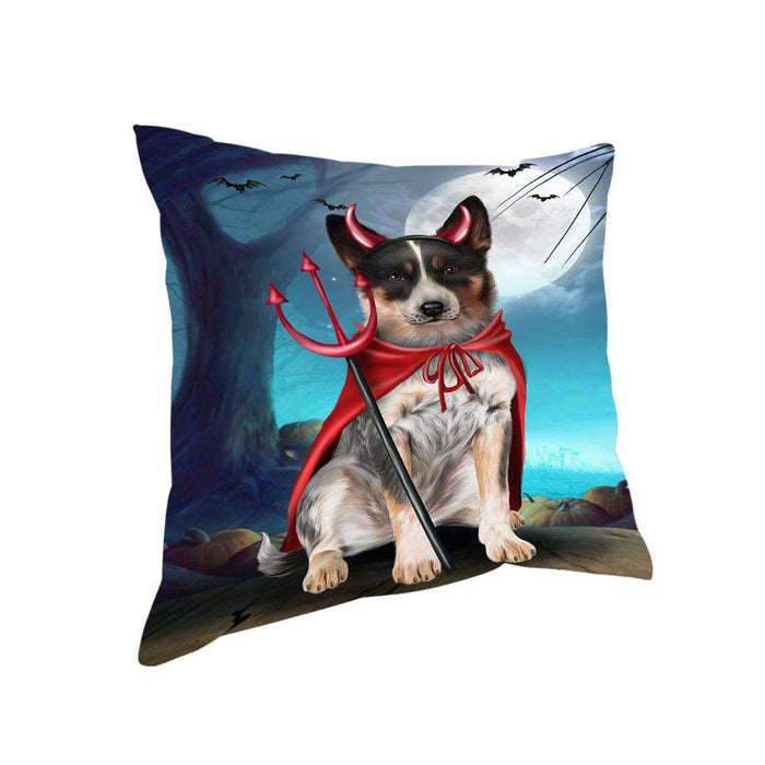 Happy Halloween Trick or Treat Blue Heeler Dog Devil Pillow PIL66244