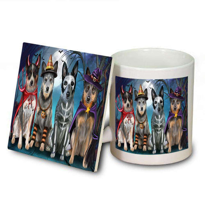 Happy Halloween Trick or Treat Blue Heeler Dog Mug and Coaster Set MUC52571