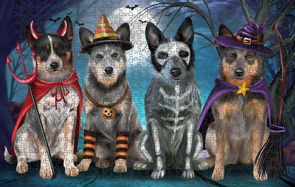 Happy Halloween Trick or Treat Blue Heeler Dog Puzzle with Photo Tin PUZL61668