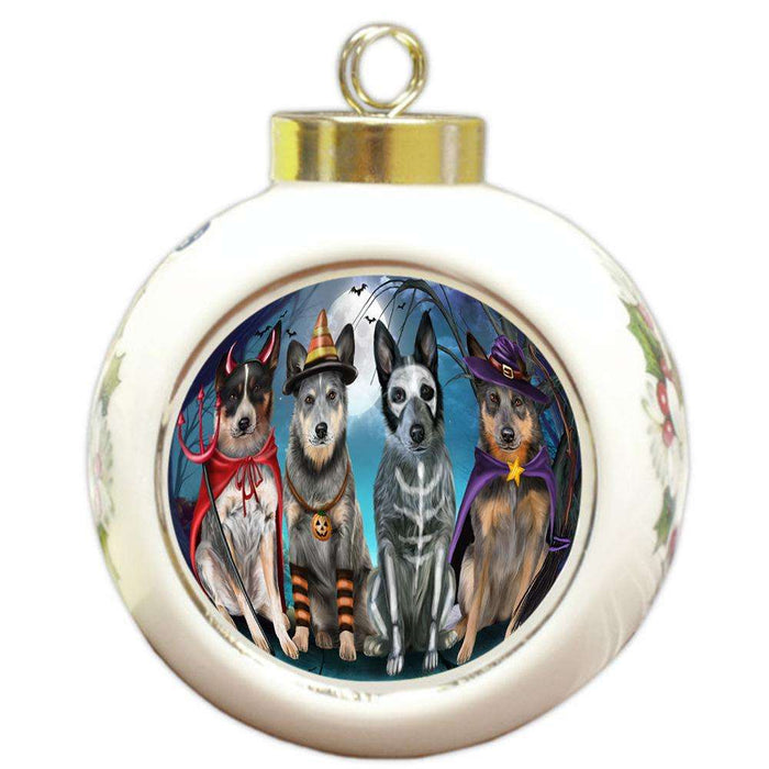 Happy Halloween Trick or Treat Blue Heeler Dog Round Ball Christmas Ornament RBPOR52579