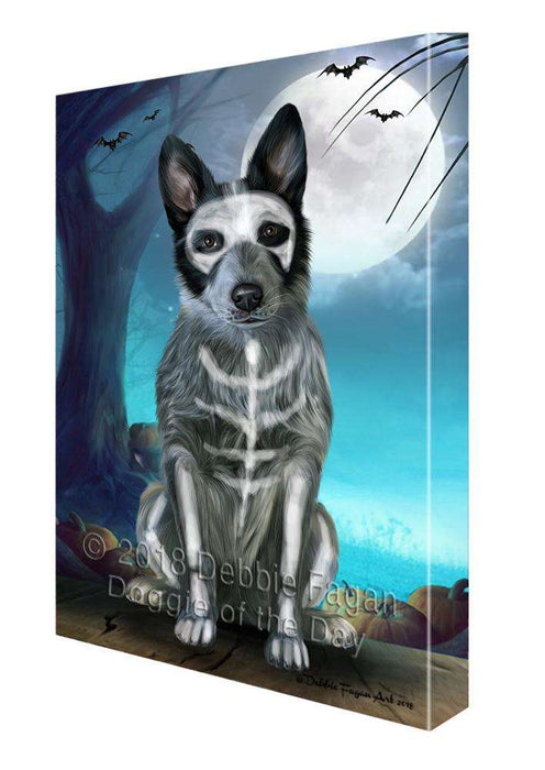 Happy Halloween Trick or Treat Blue Heeler Dog Skeleton Canvas Print Wall Art Décor CVS89666