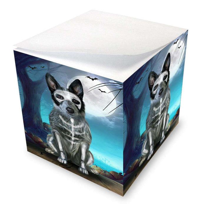 Happy Halloween Trick or Treat Blue Heeler Dog Skeleton Note Cube NOC52541