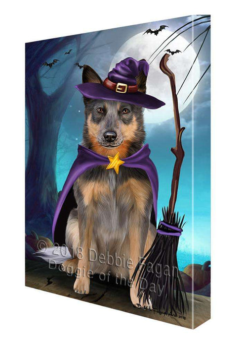 Happy Halloween Trick or Treat Blue Heeler Dog Witch Canvas Print Wall Art Décor CVS89837