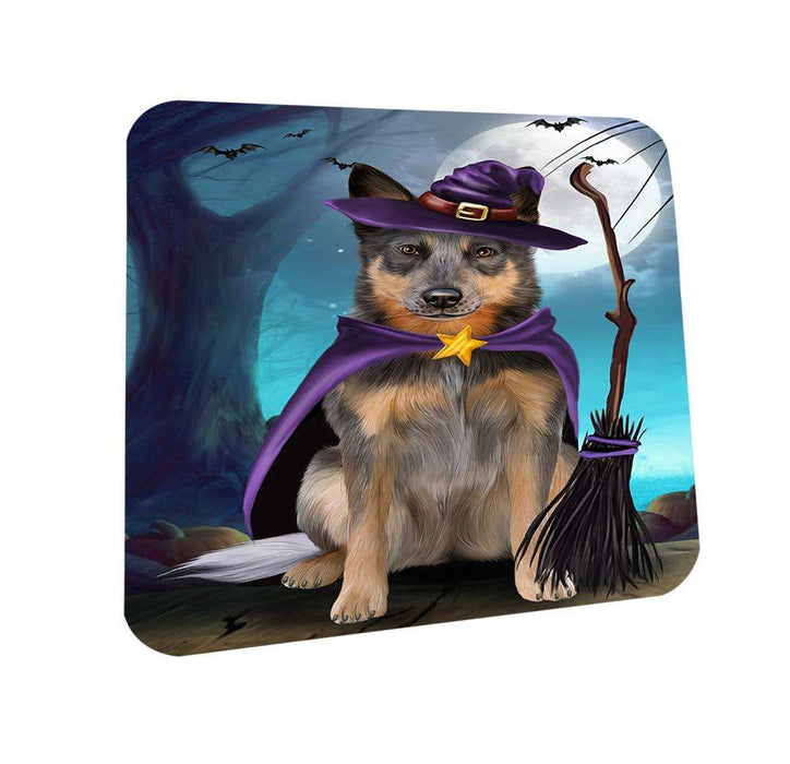 Happy Halloween Trick or Treat Blue Heeler Dog Witch Coasters Set of 4 CST52519
