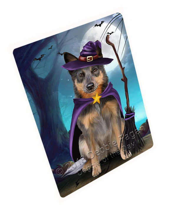 Happy Halloween Trick or Treat Blue Heeler Dog Witch Large Refrigerator / Dishwasher Magnet RMAG75546