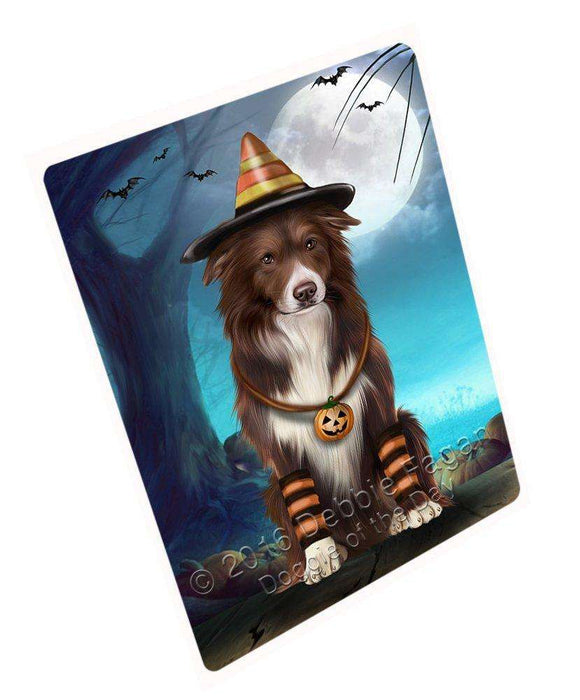 Happy Halloween Trick or Treat Border Collie Dog Candy Corn Tempered Cutting Board