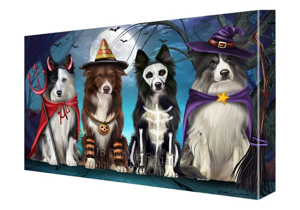 Happy Halloween Trick or Treat Border Collie Dog Canvas Wall Art