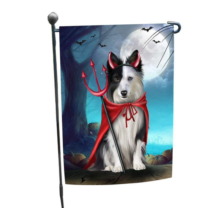 Happy Halloween Trick or Treat Border Collie Dog Devil Garden Flag