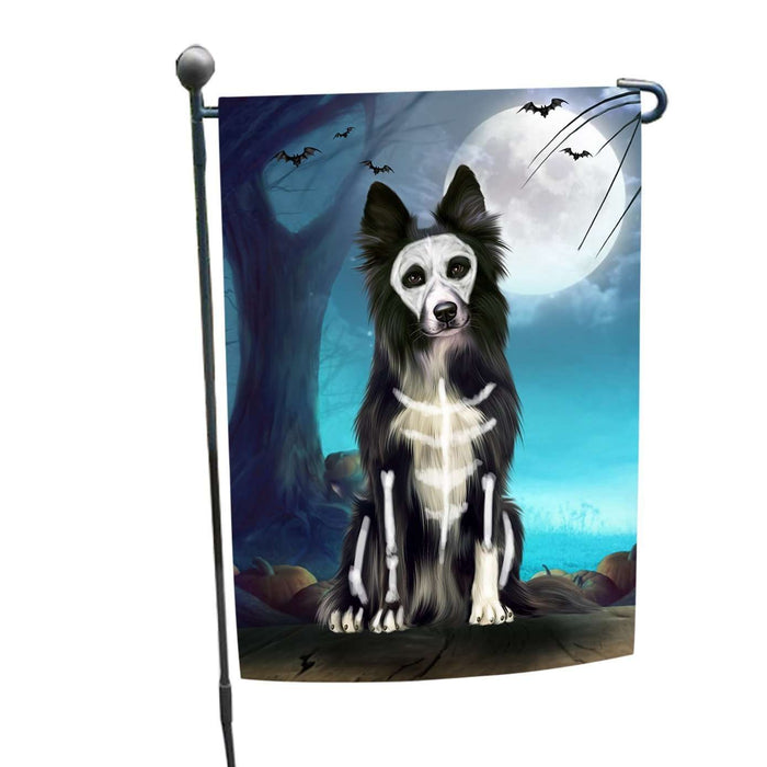 Happy Halloween Trick or Treat Border Collie Dog Skeleton Garden Flag