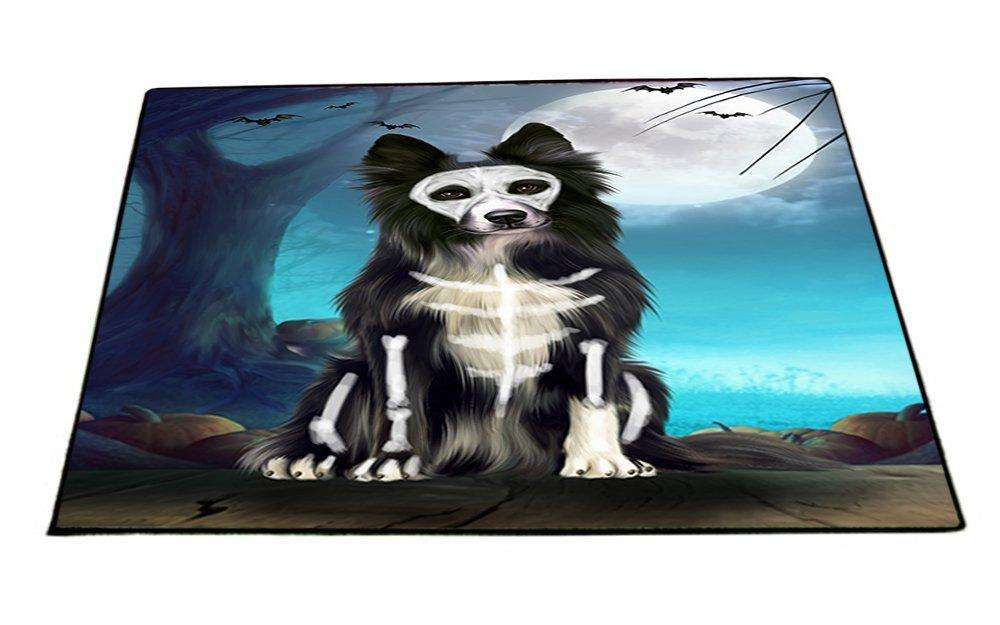 Happy Halloween Trick or Treat Border Collie Dog Skeleton Indoor/Outdoor Floormat
