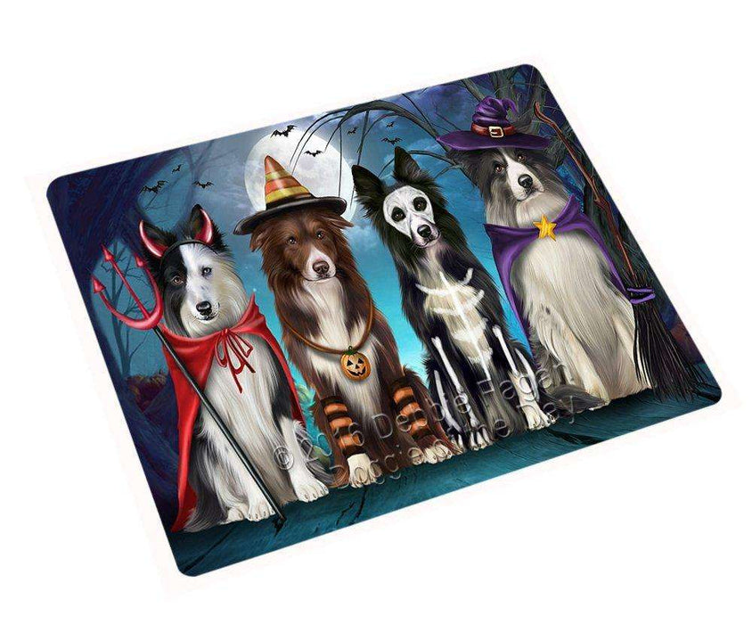 Happy Halloween Trick or Treat Border Collie Dog Tempered Cutting Board