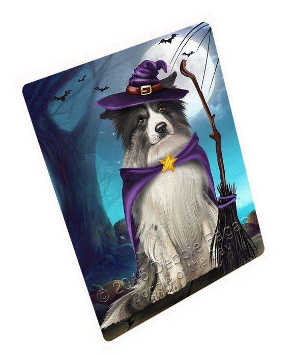 Happy Halloween Trick or Treat Border Collie Dog Witch Art Portrait Print Woven Throw Sherpa Plush Fleece Blanket