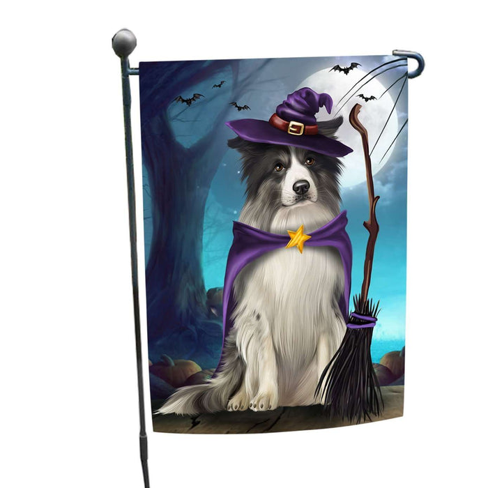 Happy Halloween Trick or Treat Border Collie Dog Witch Garden Flag