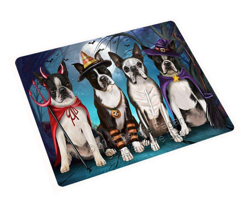 Happy Halloween Trick or Treat Boston Terrier Dog Art Portrait Print Woven Throw Sherpa Plush Fleece Blanket