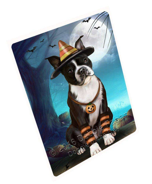 Happy Halloween Trick or Treat Boston Terrier Dog Candy Corn Art Portrait Print Woven Throw Sherpa Plush Fleece Blanket