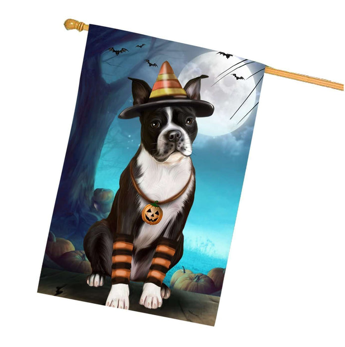 Happy Halloween Trick or Treat Boston Terrier Dog Candy Corn House Flag
