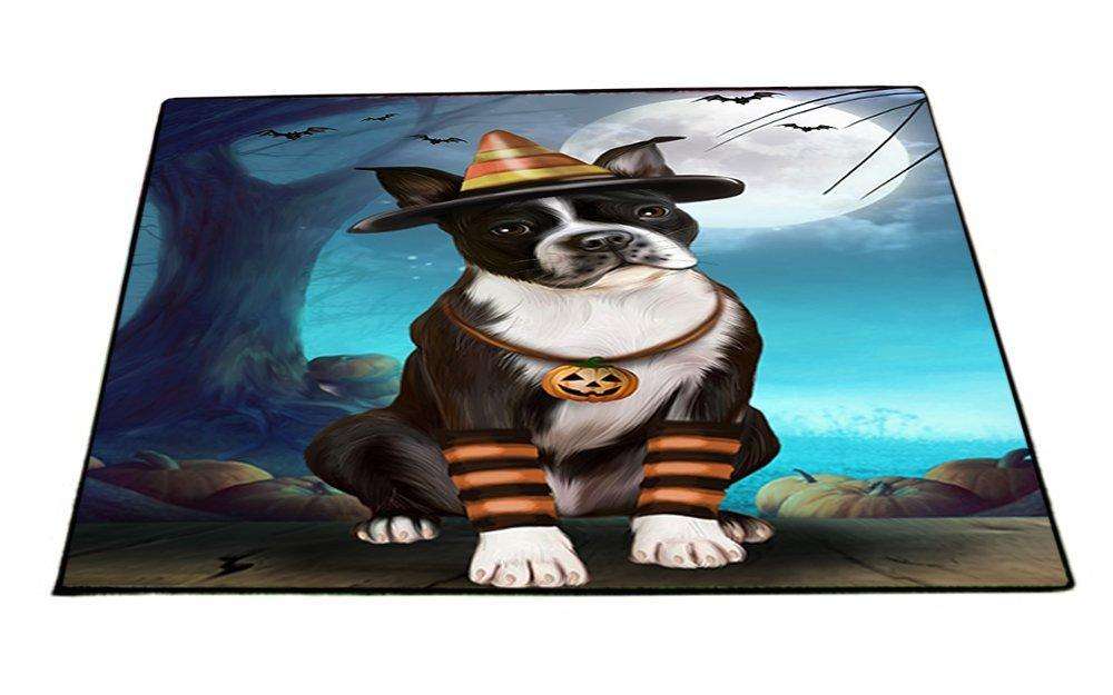 Happy Halloween Trick or Treat Boston Terrier Dog Candy Corn Indoor/Outdoor Floormat