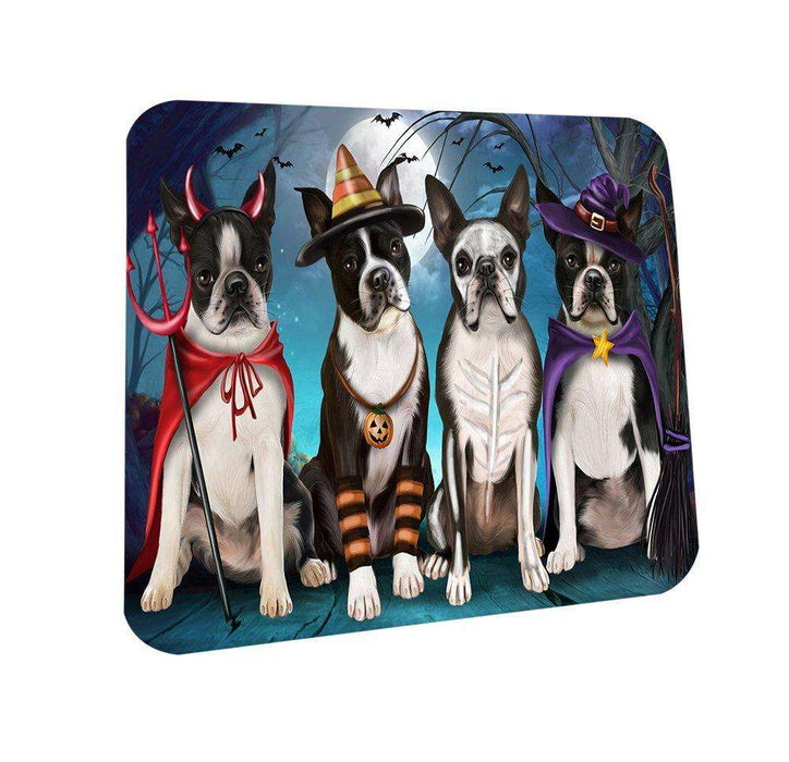Happy Halloween Trick or Treat Boston Terrier Dog Coasters Set of 4