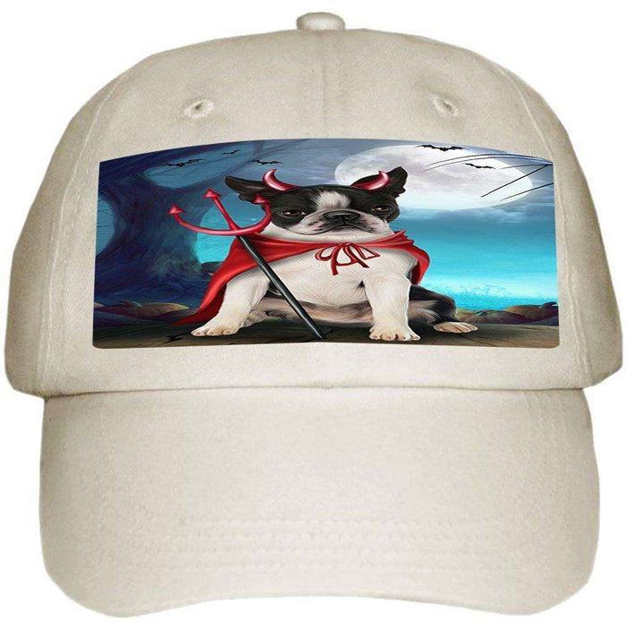 Happy Halloween Trick or Treat Boston Terrier Dog Devil Ball Hat Cap