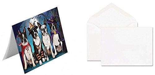 Happy Halloween Trick or Treat Boston Terrier Dog Handmade Artwork Assorted Pets Greeting Cards and Note Cards with Envelopes for All Occasions and Holiday Seasons