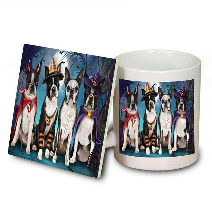 Happy Halloween Trick or Treat Boston Terrier Dog Mug and Coaster Set
