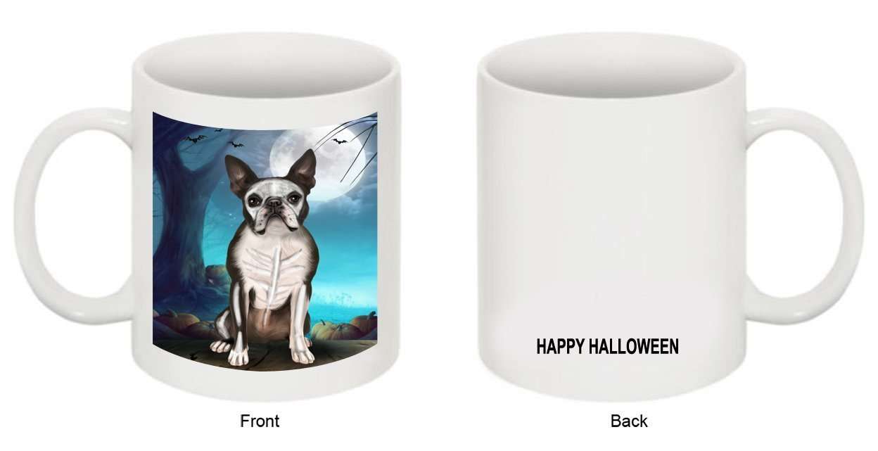 Happy Halloween Trick or Treat Boston Terrier Dog Skeleton Mug